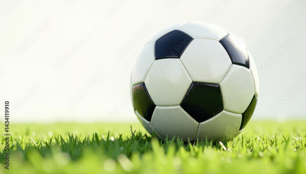 Obraz premium Brand new pristine football, stark white backdrop, training, sports, play