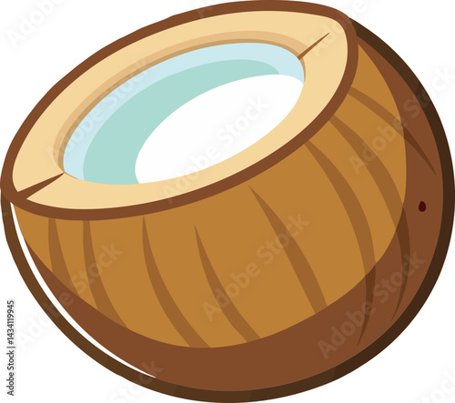 A vibrant illustrated coconut fruit vector design featuring detailed textures, tropical elements, and a clean layout ideal for digital or print use