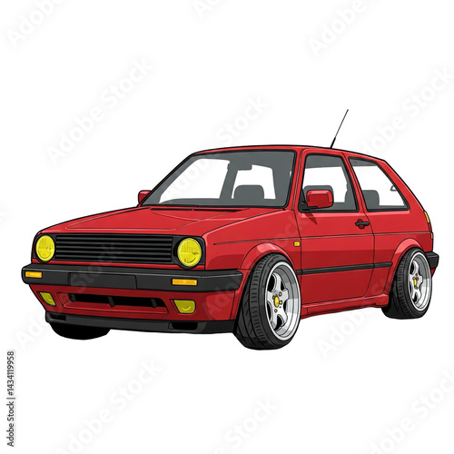 red car isolated on white