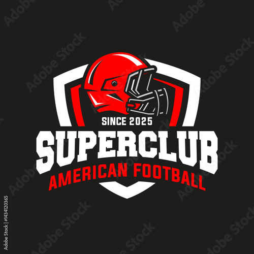 American football logo vector isolated with red colour. Rugby logo badge design. American football league labels, emblems and design element