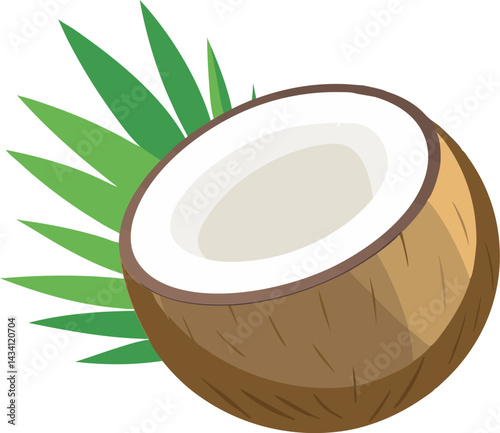 A vibrant illustrated coconut fruit vector design featuring detailed textures, tropical elements, and a clean layout ideal for digital or print use