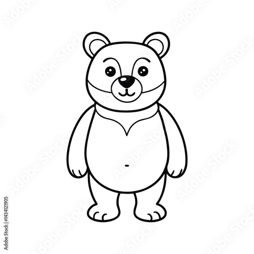 Cute cartoon bear character silhouette isolated on white background