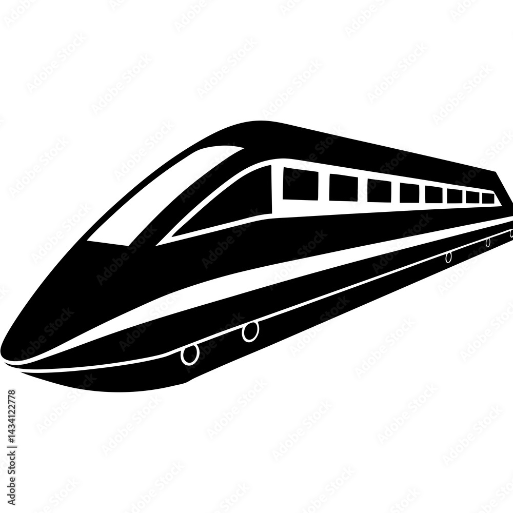 Bullet train silhouette vector showing sleek high-speed design on white background Bullet train silhouette vector showing sleek high-speed design on white background