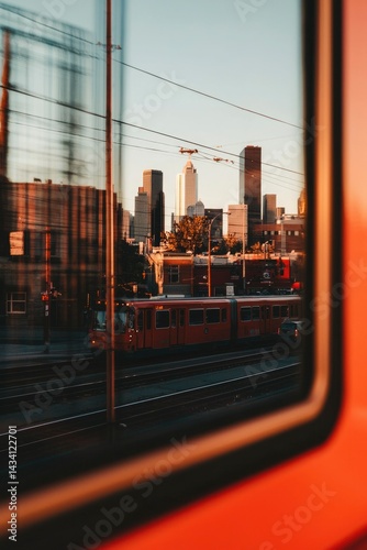 Cityscape seen from a train window