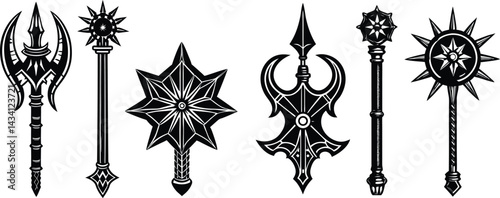 This enchanted weapon set is ideal for game assets or fantasy-themed merch