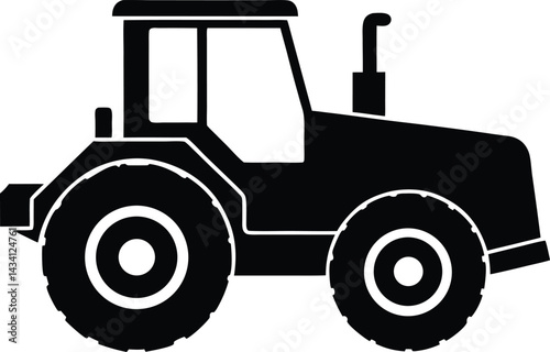 tractor icon black silhouette vector illustration on transparent background
