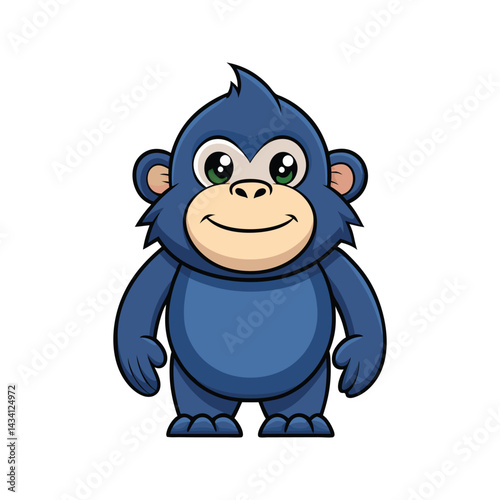 Cute cartoon monkey character vector illustration isolated on white background
