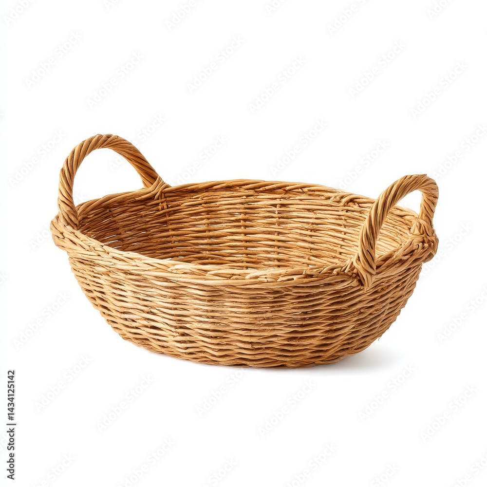 Wicker basket handles isolated on white background Wicker basket handles isolated on white background