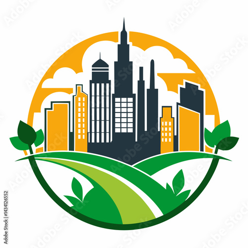 green city skyline with city