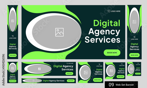 Trendy digital agency web bundle banner design for social media post, digital marketing agency web set banner design, fully customizable eps 10 file format