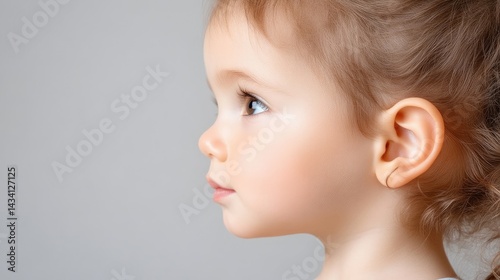 Close-up profile of a toddler girl