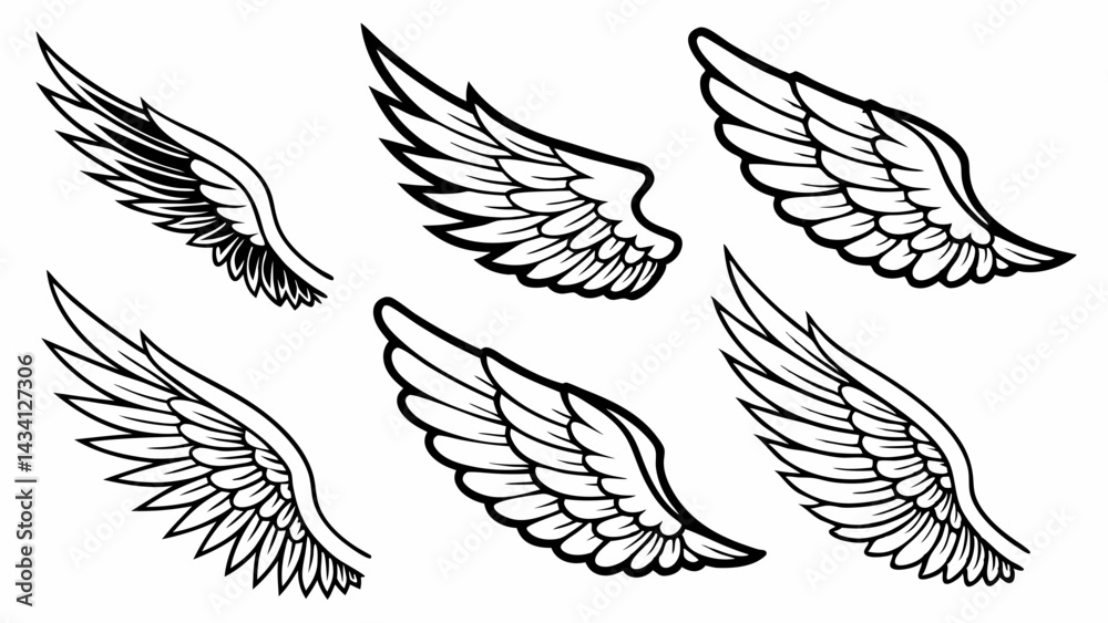 Fototapeta premium set of vector wings