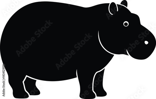 Hippopotamus icon black silhouette vector illustration on transparent background
