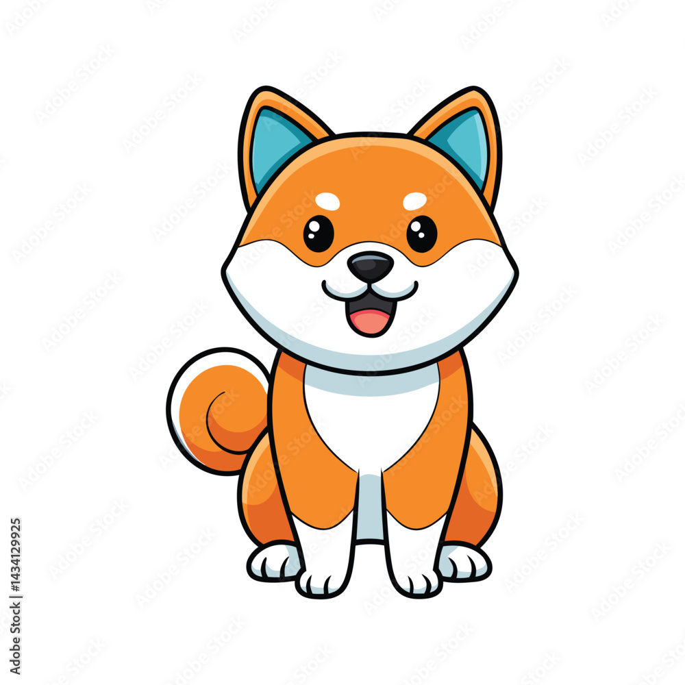 Obraz premium Cute dog breed Akita character vector illustration isolated on white background