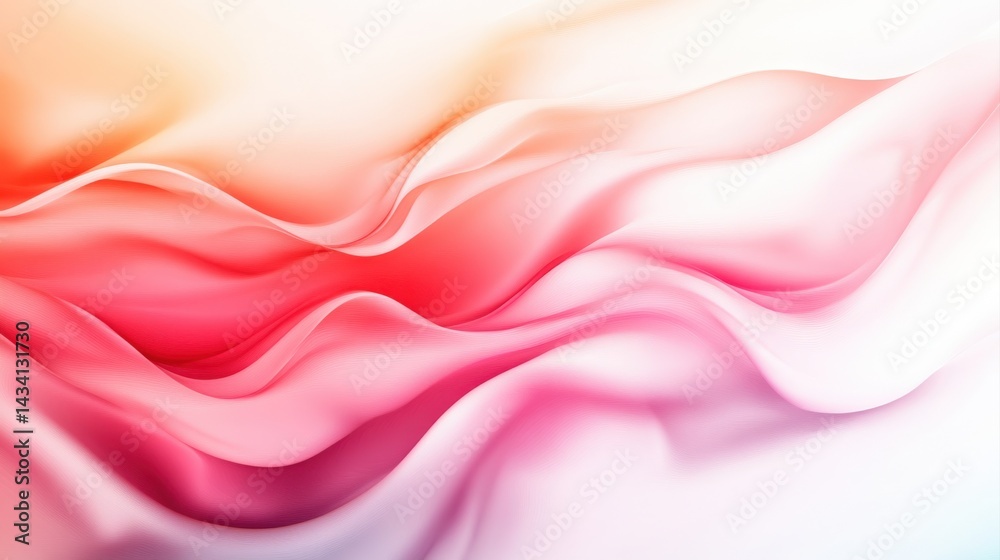 Obraz premium A vibrant abstract image with flowing waves in shades of pink and orange, creating a sense of movement and softness.