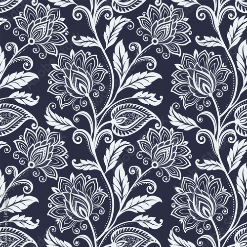 Vintage Floral patterns seamless background border embroidery ethnic batik retro. Flower motifs paisley batik. flowers ikat design hand drawn. 