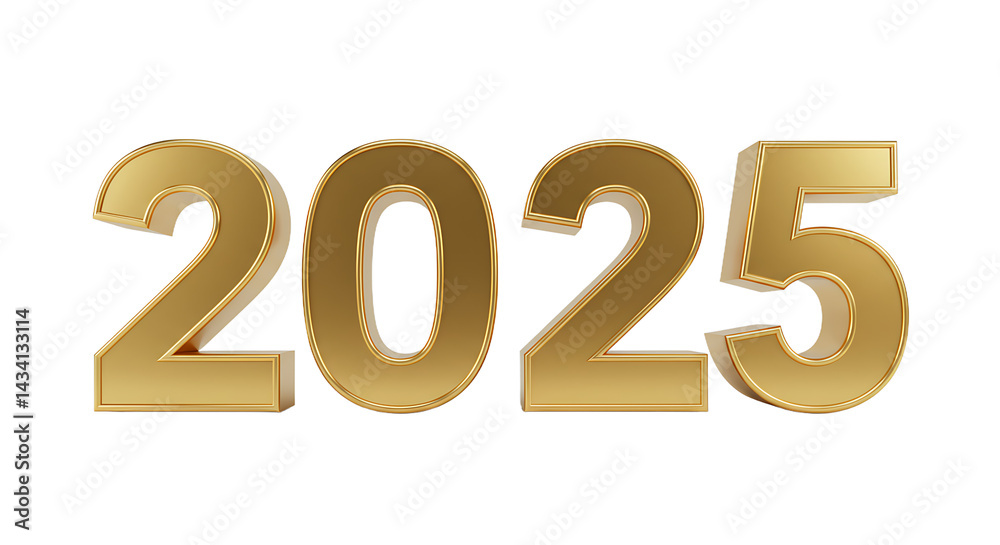 Golden year two thousand and twenty five on a black background in a rendered image style Golden year two thousand and twenty five on a black background in a rendered image style