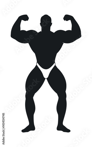 Bodybuilder Silhouette Flexing Biceps Strong Man Fitness Model Muscular Pose Athletic Build Bodybuilding Competition Health And Strength Training Gym Motivation