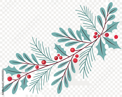 Elegant Christmas Foliage and Red Berries Border Design