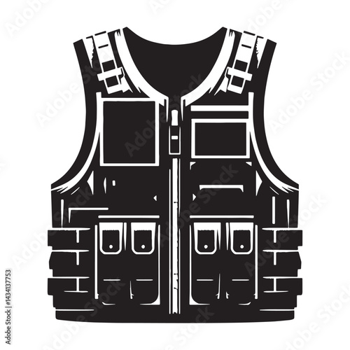 Rugged Utility Vest silhouette, designed for function and style – Utility Vest illustration – Minimalist Utility Vest vector – Men’s dress silhouette

