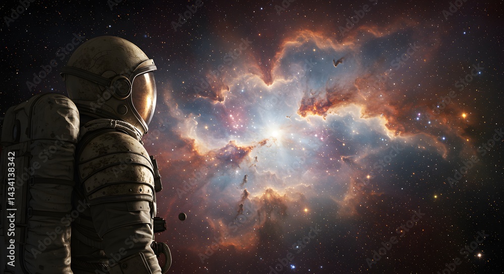 Astronaut Looking at Galaxy Nebula Astronaut Looking at Galaxy Nebula