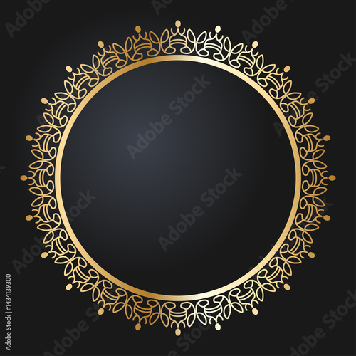 Floral rectangular golden frame. Festive design. Gold border with flowers. Frames vector
