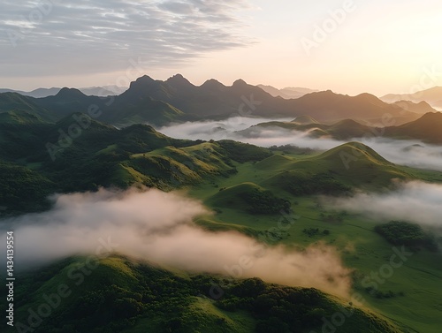 Misty Mountain Sunrise View photo