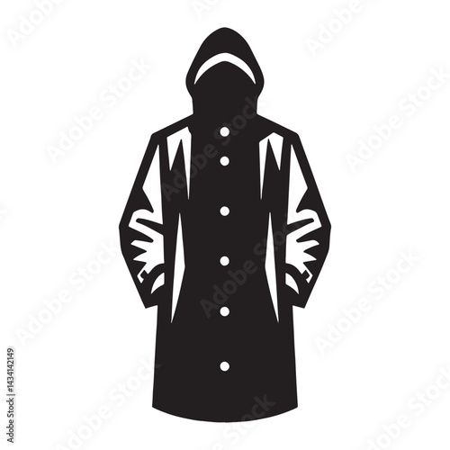 Classic Raincoat silhouette, built for stormy weather – Raincoat illustration – Minimalist Raincoat vector – Men’s dress silhouette


