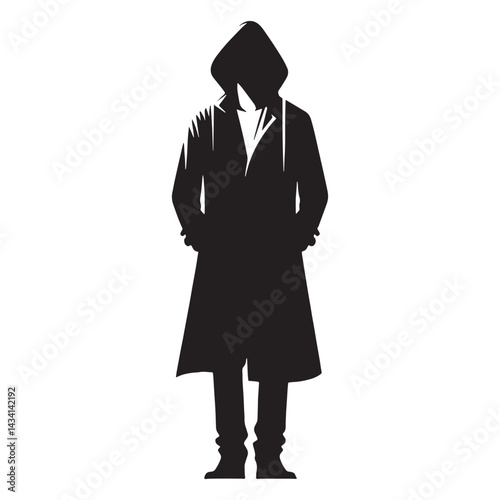 Functional Raincoat silhouette, designed to keep you dry – Raincoat illustration – Minimalist Raincoat vector – Men’s dress silhouette

