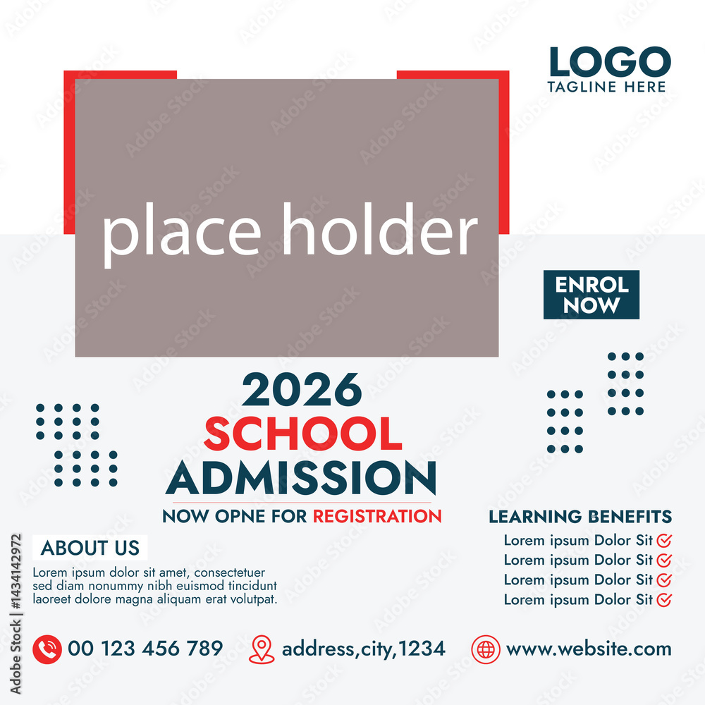 Obraz premium Banner design for social media posts on school admissions