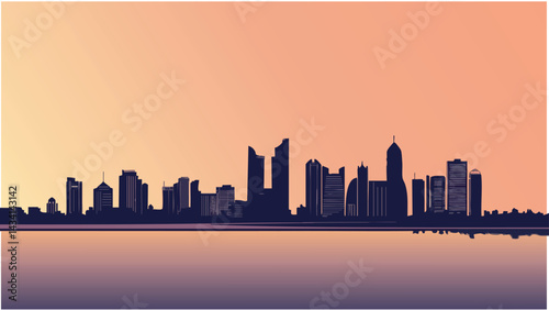 Abu Dhabi Urban View in Flat Vector Style.eps