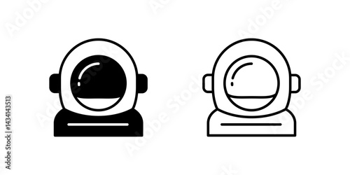 A modern vector icon set showcasing astronaut helmets, suitable for space exploration and sci-fi designs.