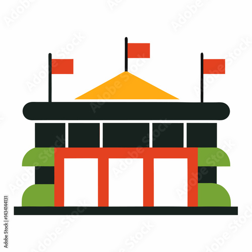 Stadium tribune vector on white background.