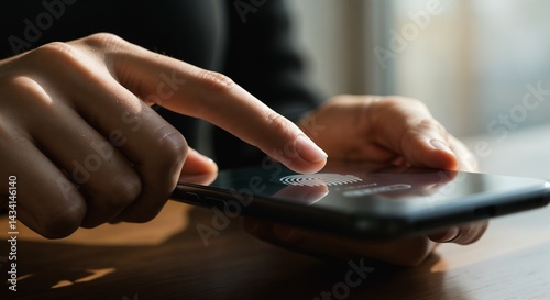 Biometric fingerprint authentication on smartphone in natural light