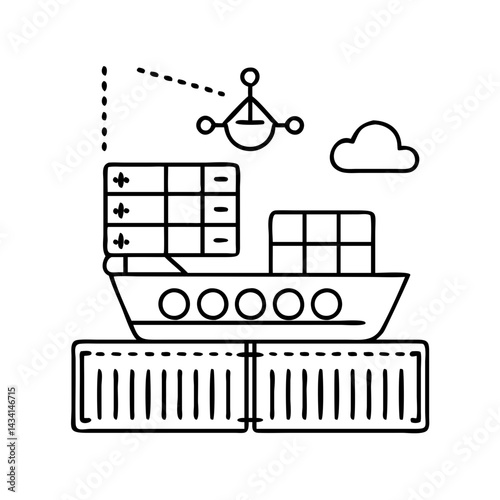 docker icon, docker line art - simple line art of docker, perfect for docker logos and icons