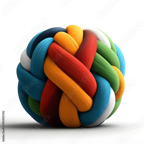 Colorful knitted pouf ottoman for cozy seating