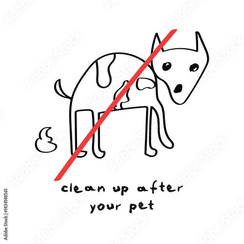 No dogs allowed prohibition sign illustration. Doodle style vector art