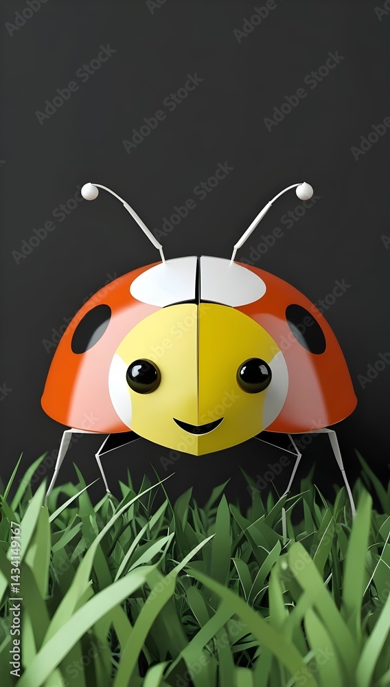 Naklejka premium ladybird on a green leaf