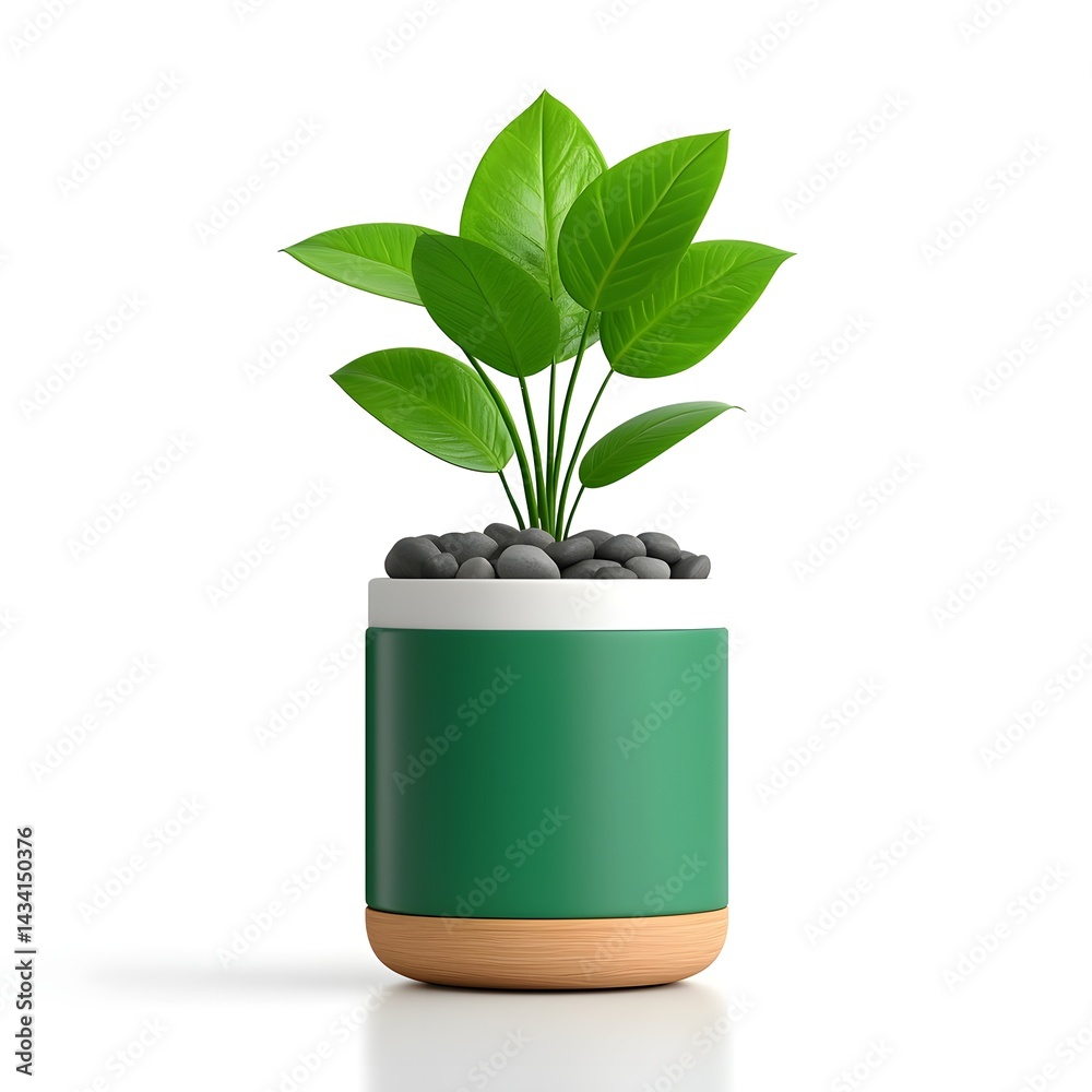 Indoor potted plant in ceramic container