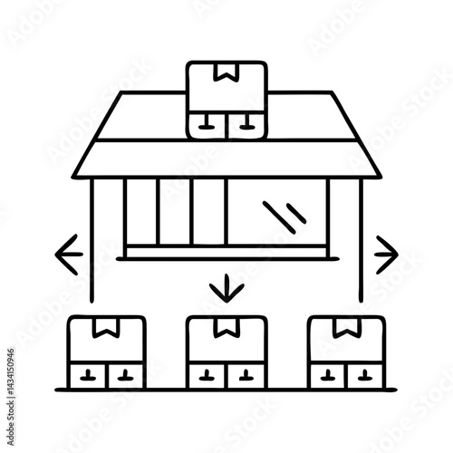fulfillment center icon, fulfillment center line art - simple line art of fulfillment center, perfect for fulfillment center logos and icons