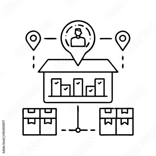 fulfillment center icon, fulfillment center line art - simple line art of fulfillment center, perfect for fulfillment center logos and icons