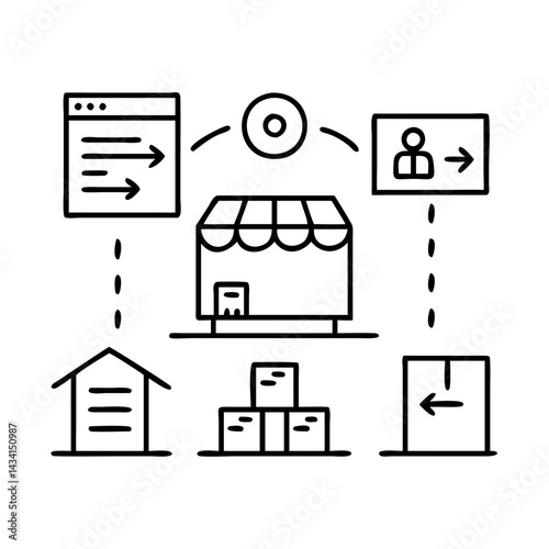 fulfillment center icon, fulfillment center line art - simple line art of fulfillment center, perfect for fulfillment center logos and icons