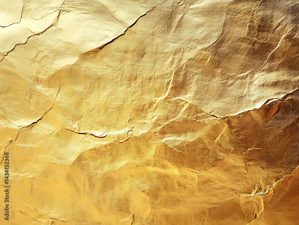 Fototapeta premium Gold background, golden texture for design. Gold paper or yellow leaf foil wall with a shiny surface.
