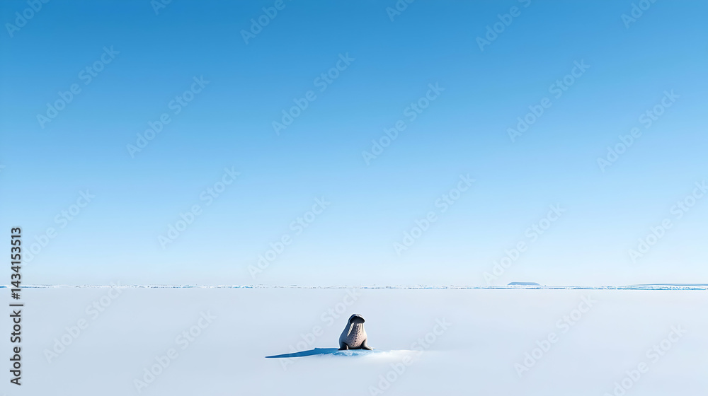 Naklejka premium Polar Bear On Ice Floe In Arctic Landscape