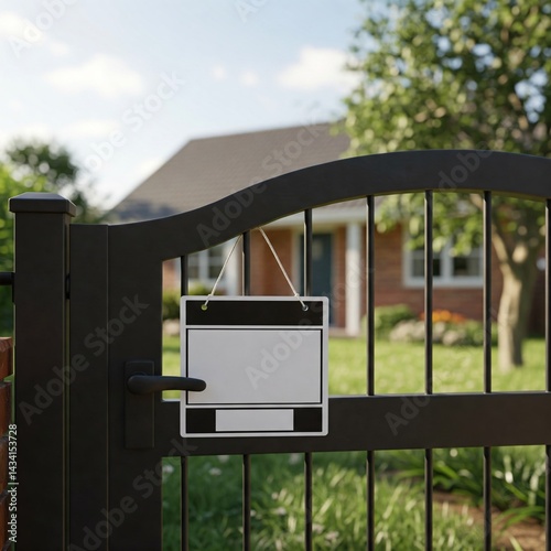 Sold Tag Gate View Suburban House Real Estate Mockup