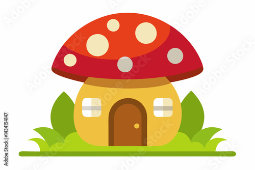 house with a mushroom vector illustration 