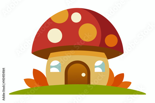 house with a mushroom vector illustration 