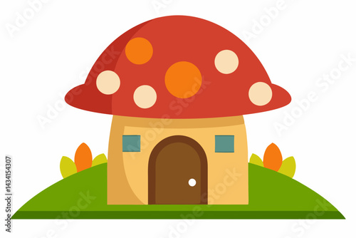 house with a mushroom vector illustration 
