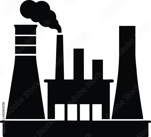 silhouette of nuclear power plant