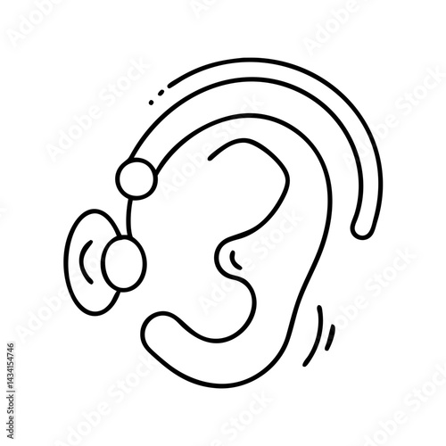 hearing aid icon, hearing aid line art - simple line art of hearing aid, perfect for hearing aid logos and icons